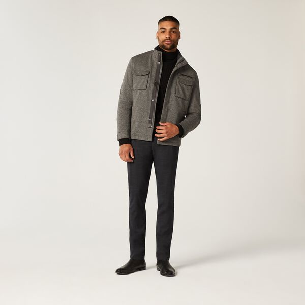 Mens Grey Mini-Houndstooth Casual Jacket